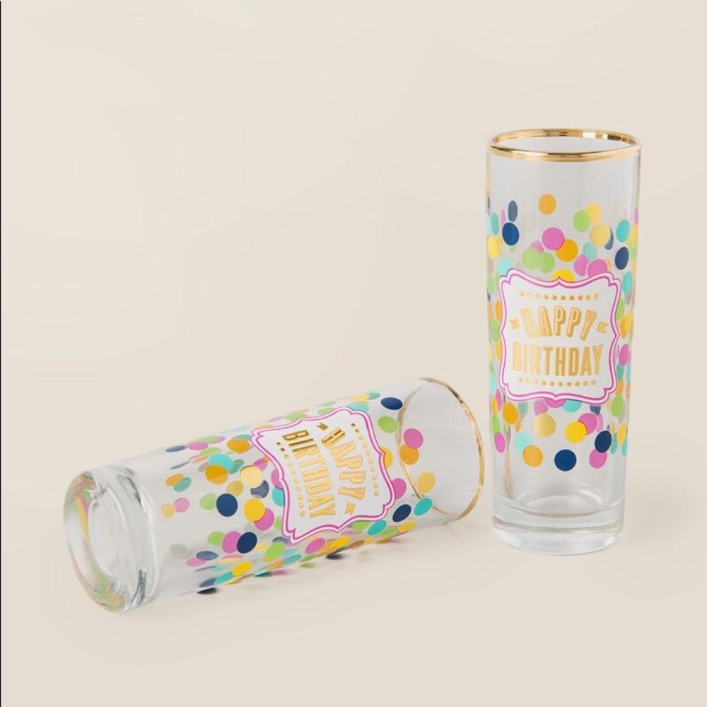 Slant Happy Birthday shot glasses